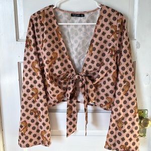 Funky Tiger Print Bell Sleeve Top